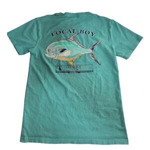 Local Boy Outfitters Mens Sz S Graphic Fish Design on Back and Pocket Tee Shirt